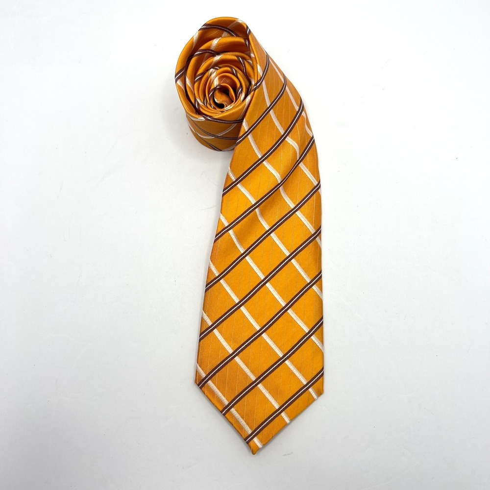 Black & Gold Club Yellow Striped Necktie‎ Plaid Geometric Formal Business